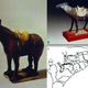 (a) and (b) Donkey pottery figures previously found in Xi’an, (c) Tang Dynasty drawing of donkeys used for hauling.